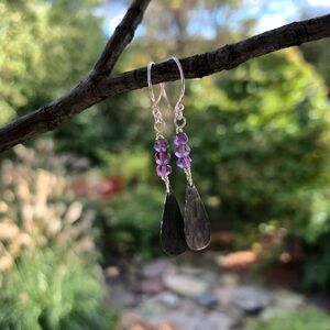 STERLING SILVER AND AMETHYST EARRINGS